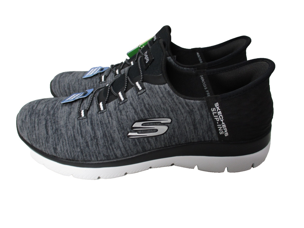 Skechers Summits Dazzling Haze Bungee Slip-In Shoes Black White Womens Sz 9